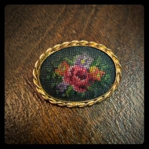 1950s Petit Point Brooch